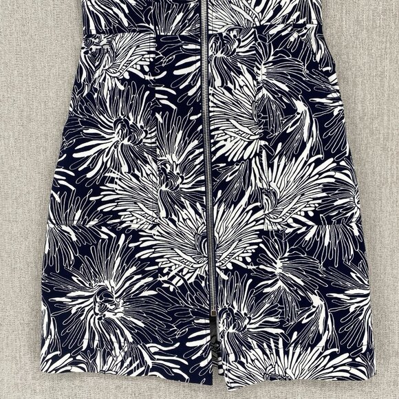 Diane Von Furstenburg‎ Dress 4 Black Sheath Flower Print Fitted Bodycon Full Zip - Picture 7 of 12